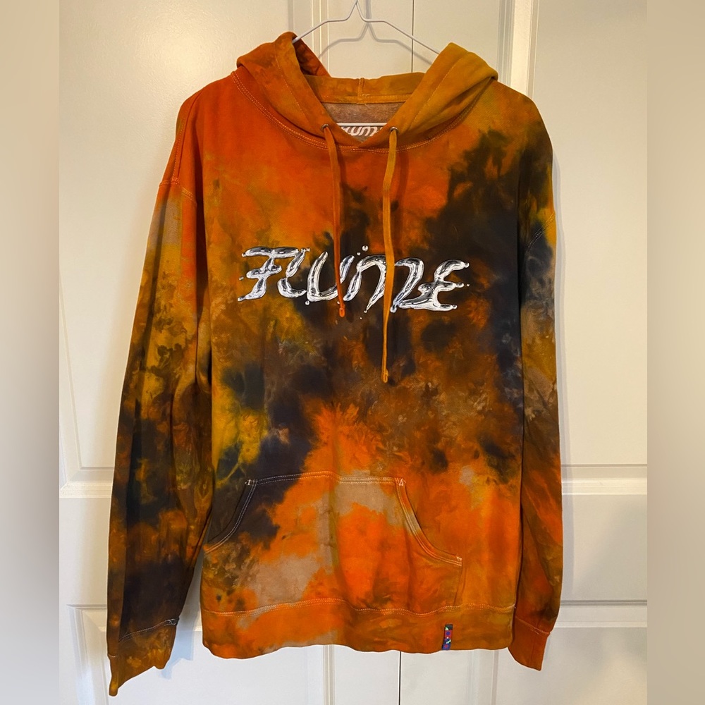 FLUME orange and blue tie dye hoodie XXL